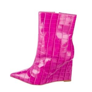 Pink wedge ankle boots